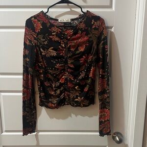 We The Free Floral Long Sleeve Top - Black and Red
